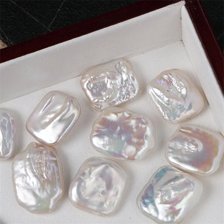 Wholesale Price Natural Freshwater Baroque Pearl 13*18MM Irregular Rectangular Loose Pearls in White for Jewelry Making