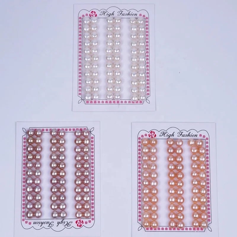 3A Grade Half Drilled Wholesale Cultured Freshwater Pearl Natural Genuine Button Shape Loose Pearls for Rings Earrings