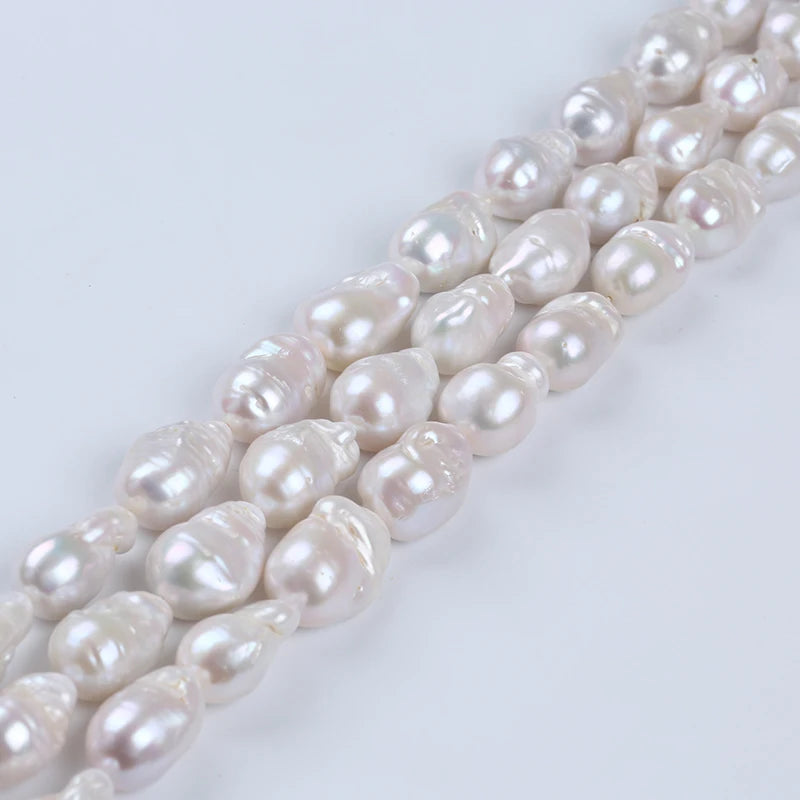 11-14mm C-AAA GRADE Natural BIG Baroque Loose White Pearl Strand