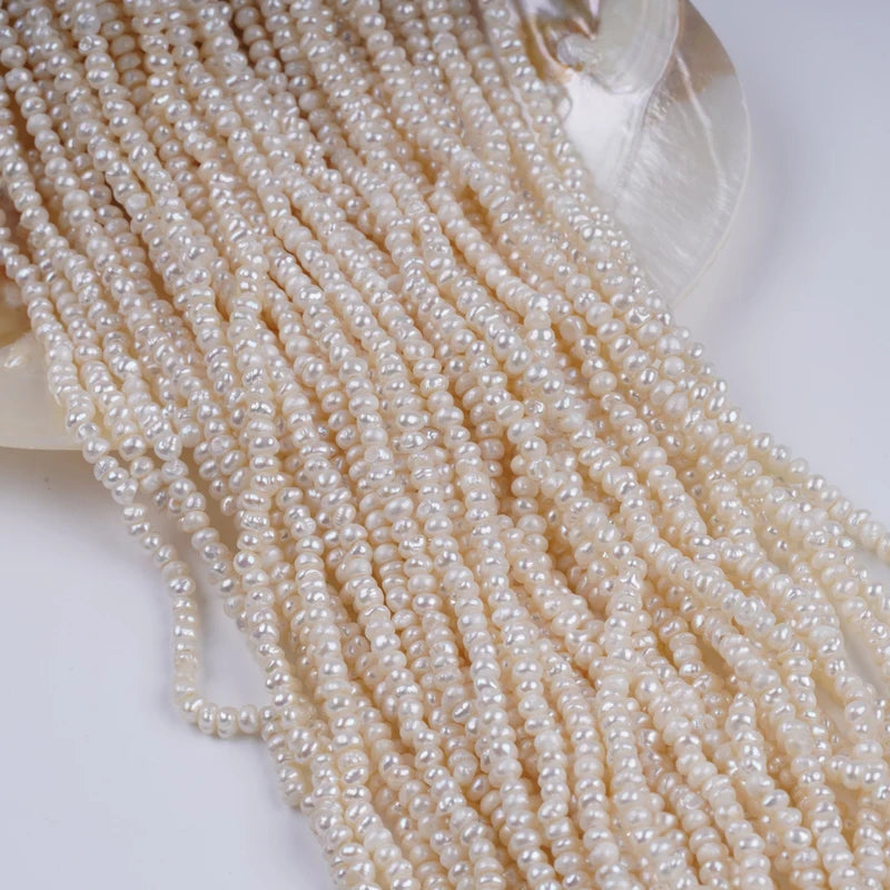 3-4mm B-AAAA Loose White Natural Freshwater Button Beads Pearls for Jewelry Making