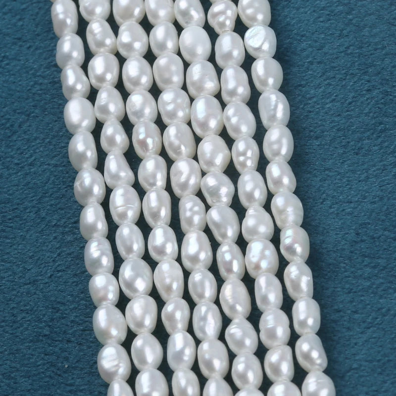 3-4mm AA Grade Wholesale Natural White Freshwater Baroque Loose Pearls Strand