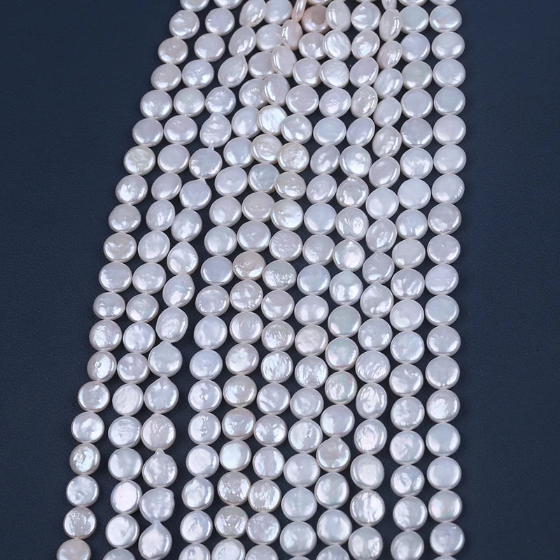 9-10mm natural white wholesale coin freshwater pearls for jewelry making