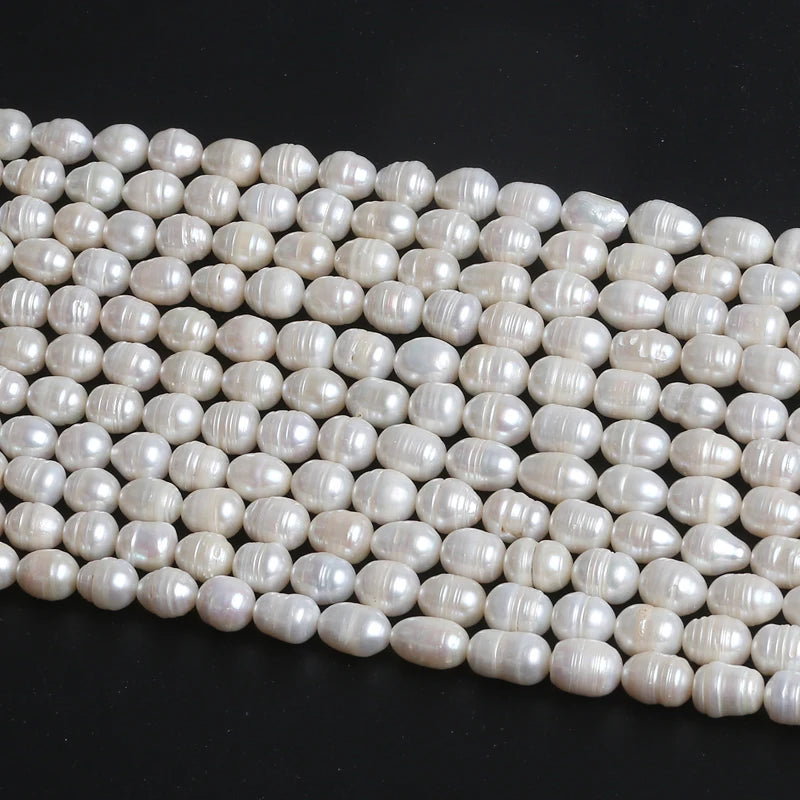 7-10mm B Grade Natural Rice Shape Freshwater Pearl Loose Beads for Jewelry Making