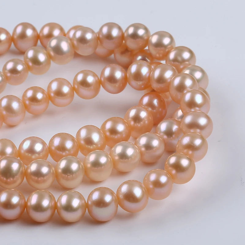 8-9mm Wholesale High Quality Pink Color Natural Cultured Freshwater Potato Pearls Strands