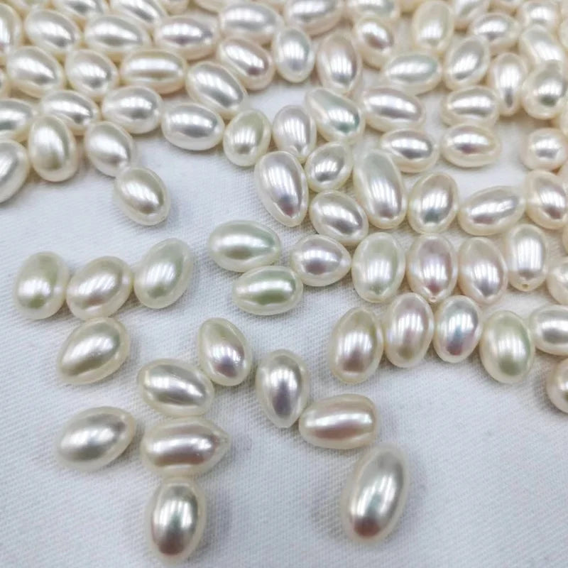 Wholesale Price Loose Pearl 3A Quality Natural Freshwater Drop Pearl for Jewelry Making Rice Pearl High Luster Drilled Hole