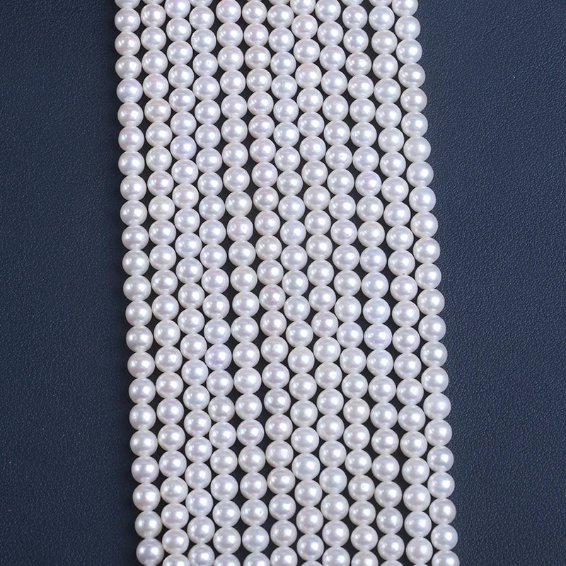 16inch 5.5-7mm AAA Grade White Round Shape Natural Freshwater Pearl Beads for Jewelry Making