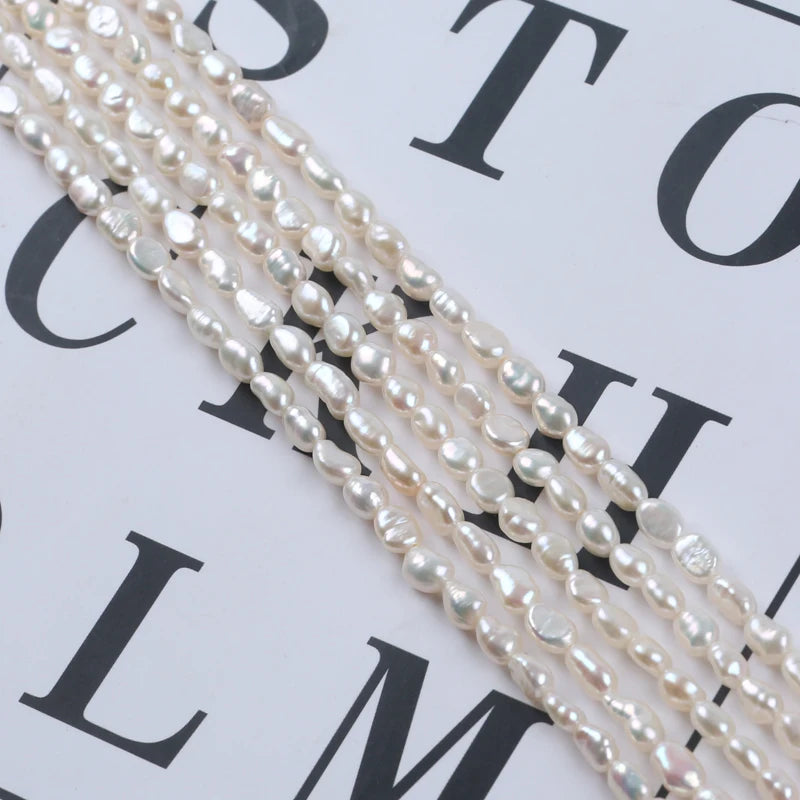 4-5mm AAA Grade Wholesale Natural White Freshwater Baroque Loose Pearls Strand