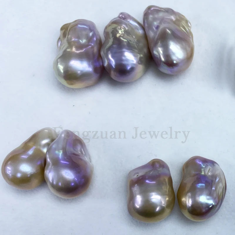 NO Hole Hot Sale Loose Baroque Pearls Purple Color Big Size Natural Freshwater Pearls