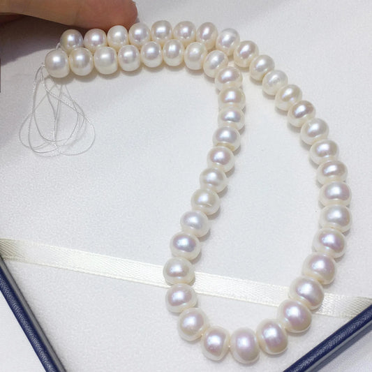 High quality 100% natural 10 + mm round freshwater pearl necklace high-end DIY jewelry accessories loose pearls