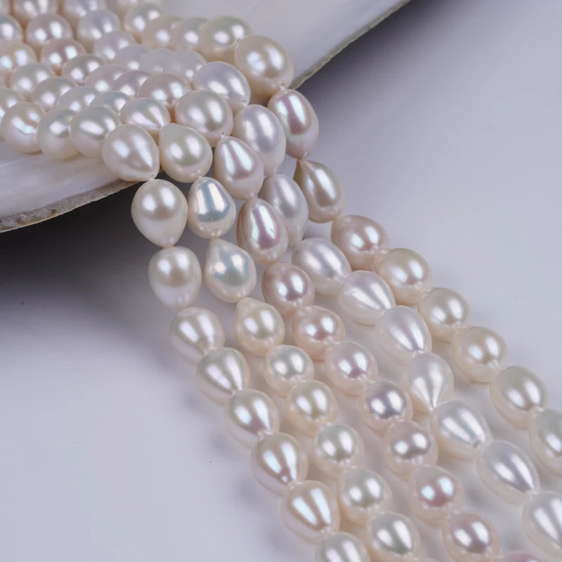 8-9mm High Quality Natural Drop Rice Shape Freshwater Pearl Beads for Jewelry Making