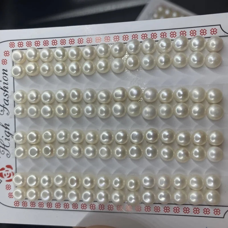 Zhuji Large Size 3A Half-Hole Earrings High Quality 10-11mm White 8-9mm Loose Natural Button Freshwater Pearls Black Wholesale