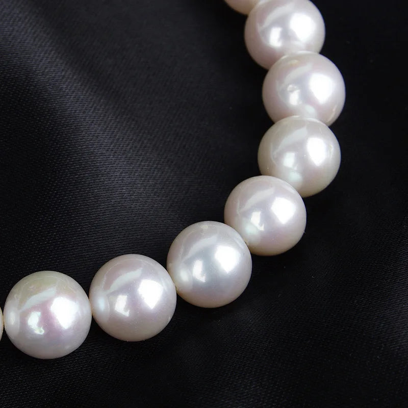 High quality 5A 9-10mm white nearly round freshwater cultured pearls high grade DIY beaded jewelry making loose pearls