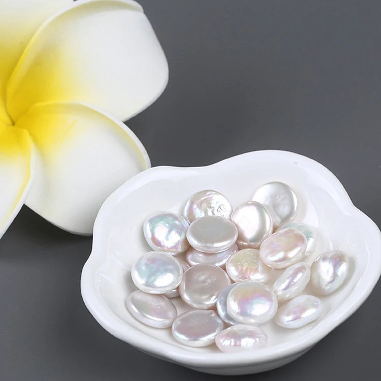 Jewelry High Quality Small Size 9-10mm Coin Pear White Freshwater Pearl Earrings Natural Loose Pearls Wholesale Price