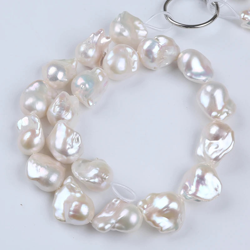 11-14mm C-AAA GRADE Natural BIG Baroque Loose White Pearl Strand