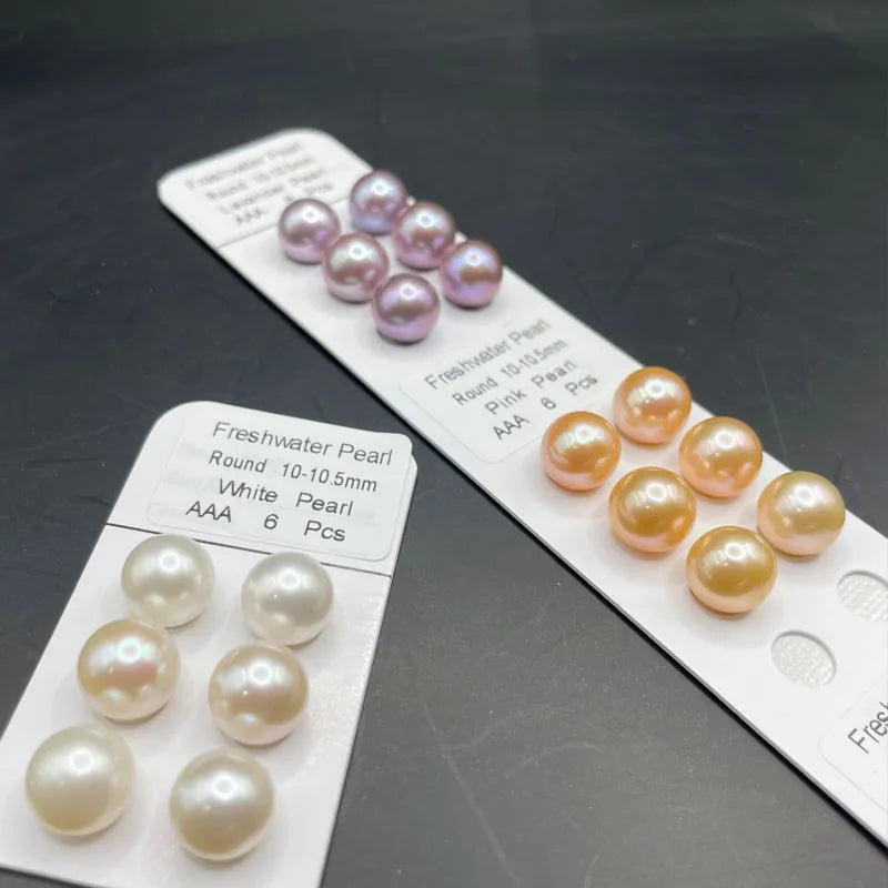 Purple Color Half Hole/No Hole Round Pearl Top Quality 4A Natural Freshwater Pearls Loose Beads for Make Pearl Earring Pendant