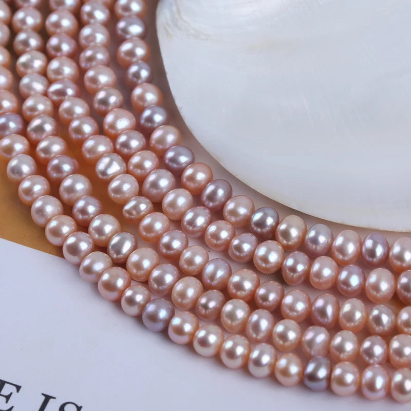 5-5.5mm High Quality Natural Cultured Freshwater Pearl Potato Shape Pearl Strands