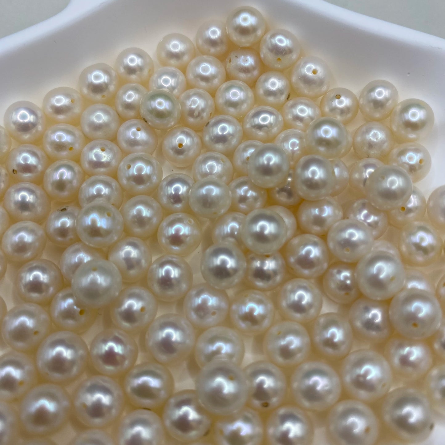 2A Round Shape White Freshwater Pearl Few Defects Natural Loose Beads Half Hole No Hole for Jewelry Making