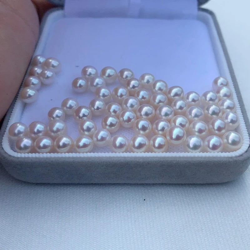 Freshwater Akoya Pearl White Round 3AHalf Hole Small Size High Quality Ring Earring Pendant DIY Jewelry Accessories