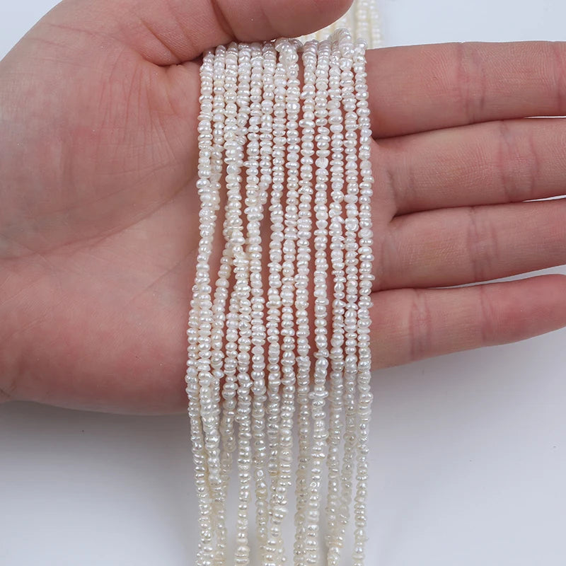 3-4mm B-AAAA Loose White Natural Freshwater Button Beads Pearls for Jewelry Making