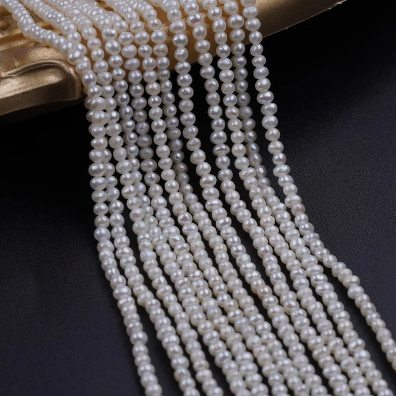 2-2.5mm White Potato Shape Natural Freshwater Pearl Beads for Jewelry Making