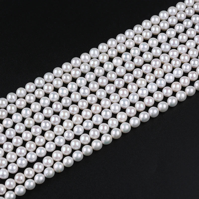 6-6.5mm High Luster Freshwater Round Pearls Strand Wholesales