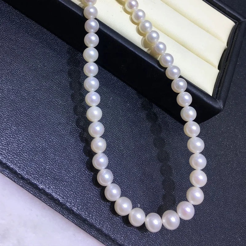 Wholesale China Cultured Natural Freshwater Pearls 6-7mm White Round Pearl Chain Price
