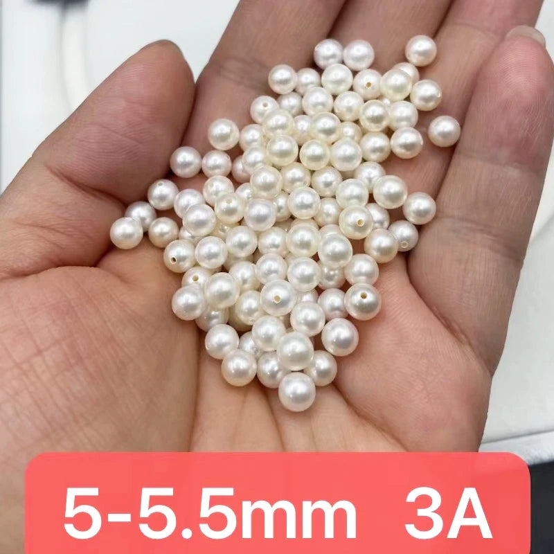 Wholesale Hot-selling Round Pearls 3mm 4mm 5mm Loose Half Hole White Natural Freshwater Pearls