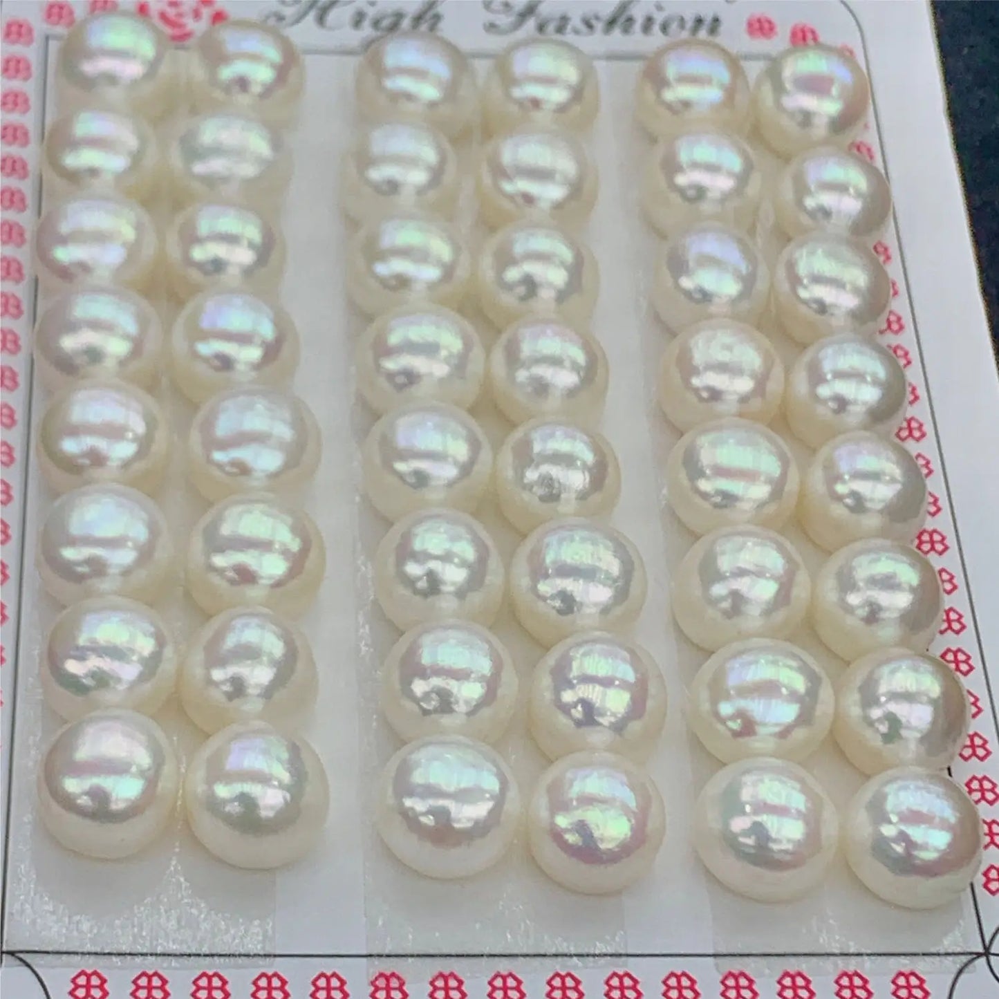 Wuzhou 4A White/Purple/Pink Fresh Water Pearls 1/2 Hole Half Drilled Loose Natural Freshwater Pearls