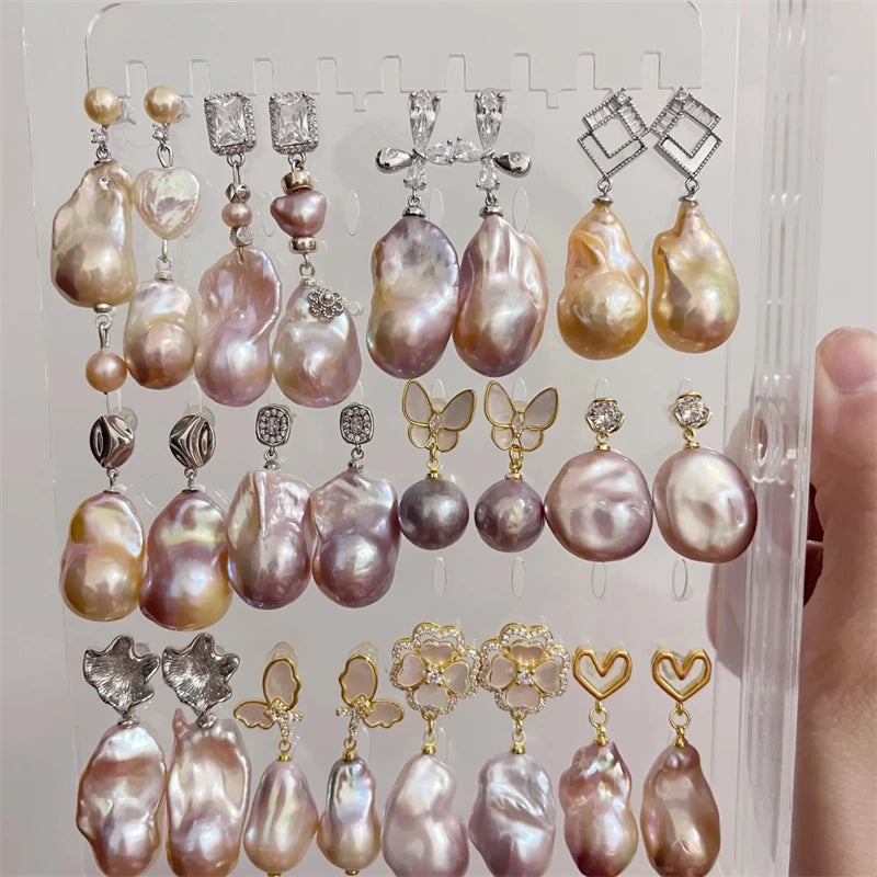 Purple Baroque Pearls Irregular Natural Fresh Water Pearl Necklace13-17mm pink Loose Multicolor Drop Pearl for Jewelry Make