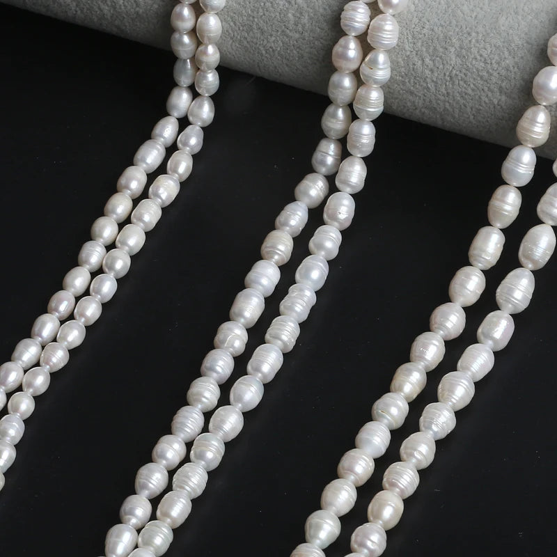 7-10mm B Grade Natural Rice Shape Freshwater Pearl Loose Beads for Jewelry Making