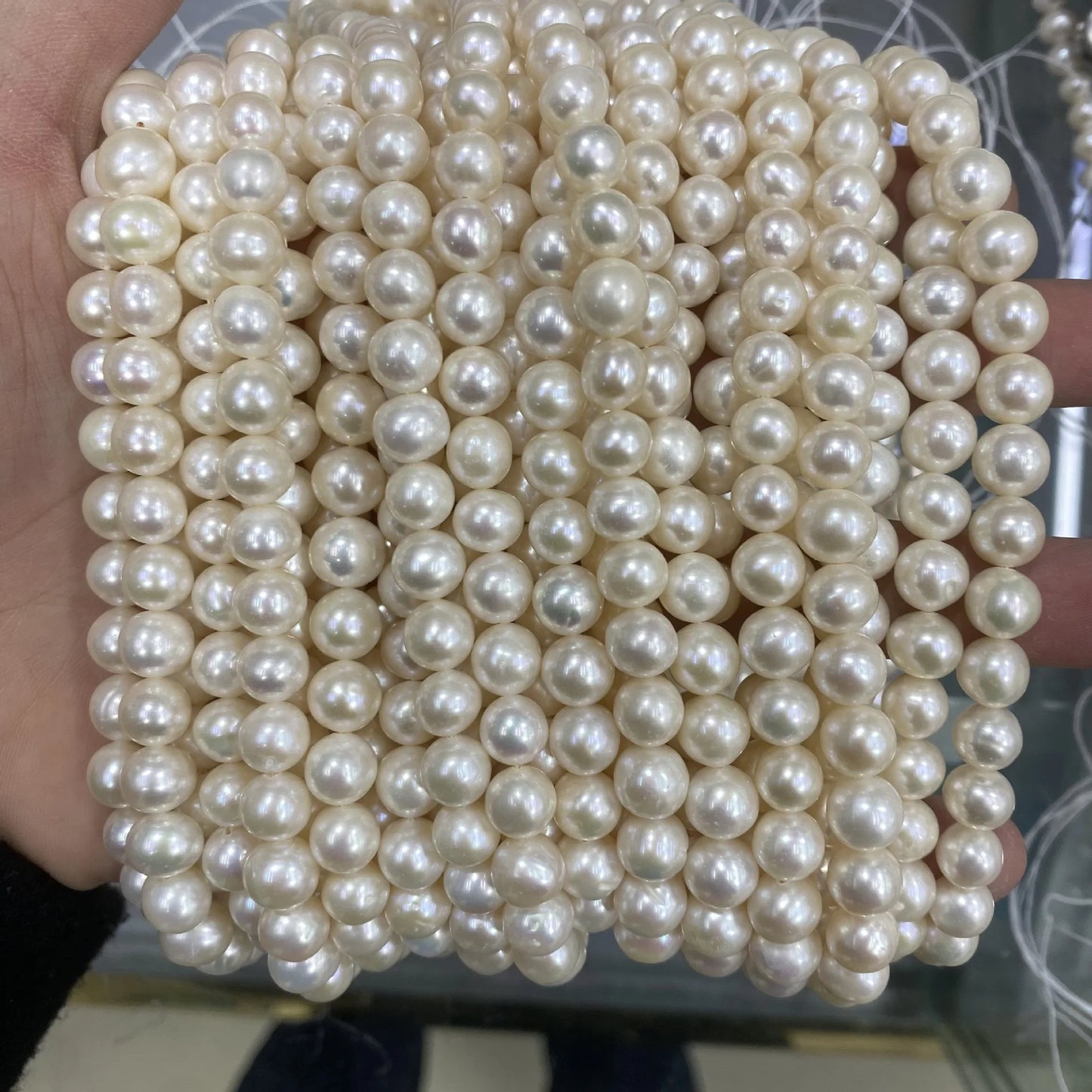 Wholesale 8-9mm White Round Freshwater Cultured Pearl Necklace Natural Loose Pearl Jewelry