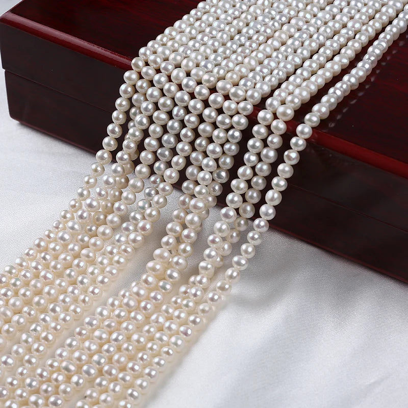 4.5-5mm Natural Cultured Freshwater Pearl Potato Shape Pearl Strands