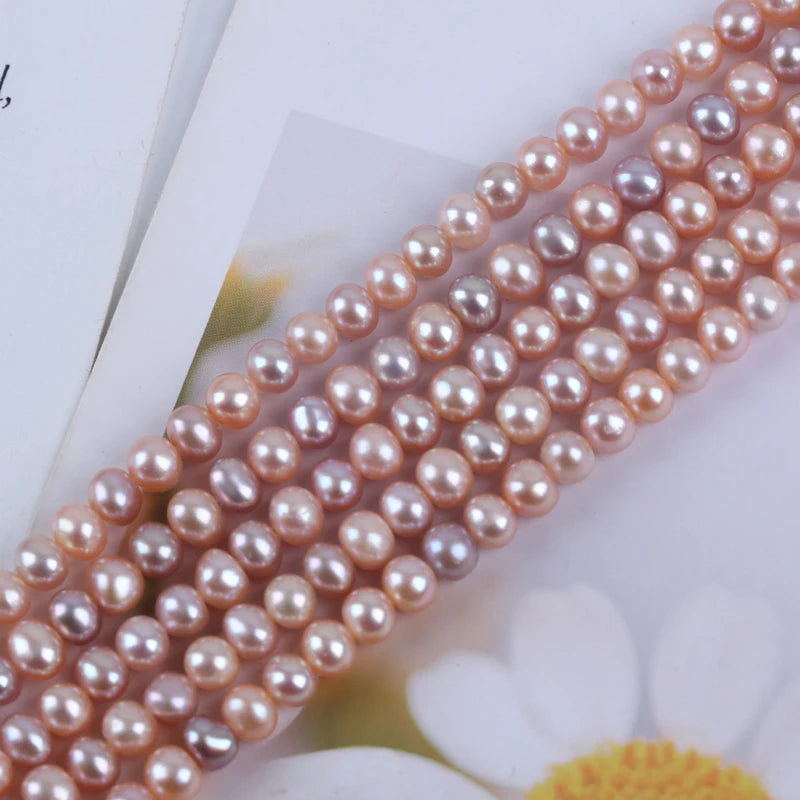 5-5.5mm High Quality Natural Cultured Freshwater Pearl Potato Shape Pearl Strands