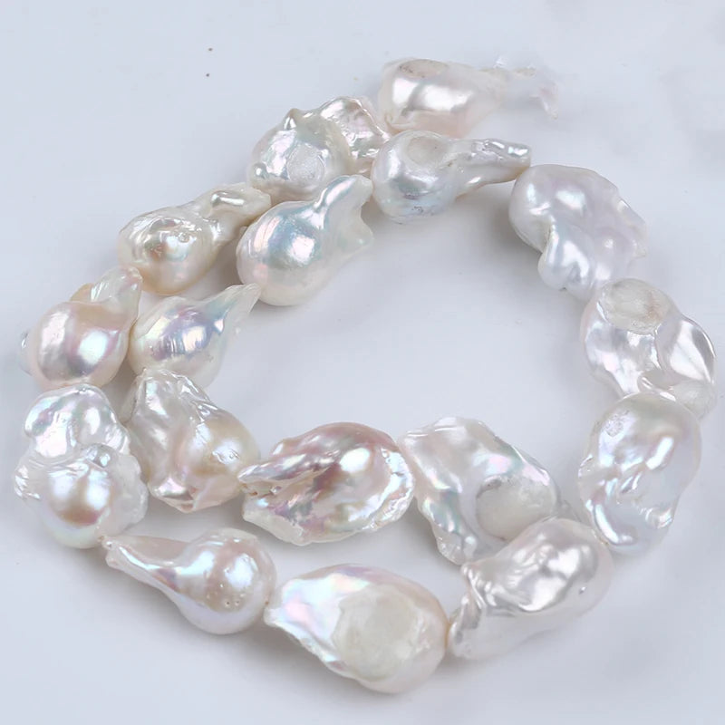 11-14mm C-AAA GRADE Natural BIG Baroque Loose White Pearl Strand