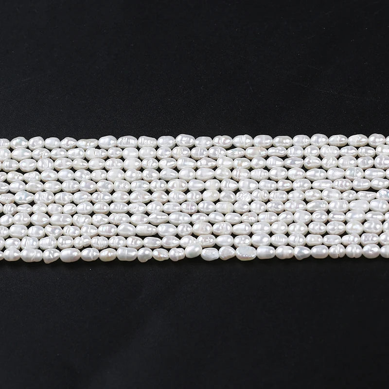 3.5-4mm B-AAAA Wholesale Good Quality Pearls Natural Freshwater White Pearl High Luster Rice Pearl Beads