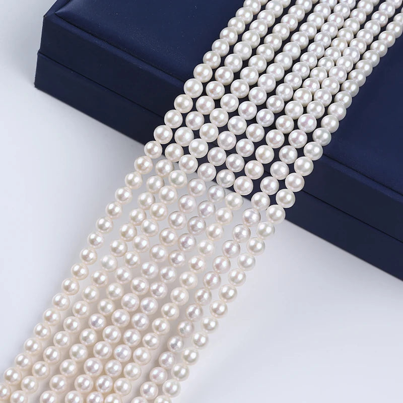 6-6.5mm High Luster Freshwater Round Pearls Strand Wholesales