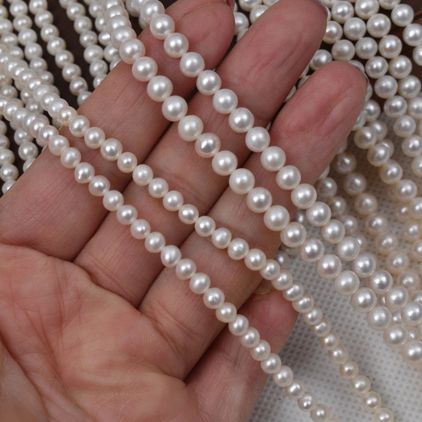 New to Freshwater True Pearl Chain Bead Size 3-4mm White Natural Fresh Wholesale Available