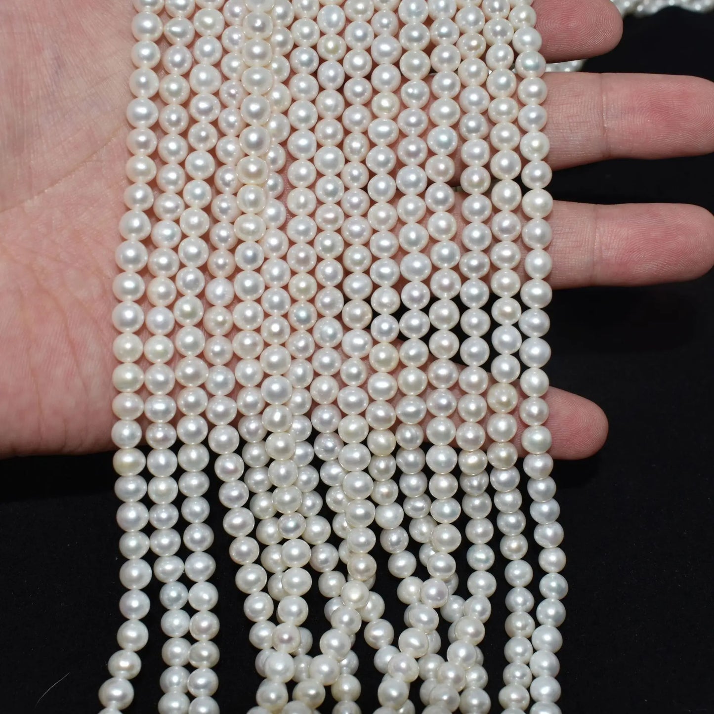 New to Freshwater True Pearl Chain Bead Size 3-4mm White Natural Fresh Wholesale Available