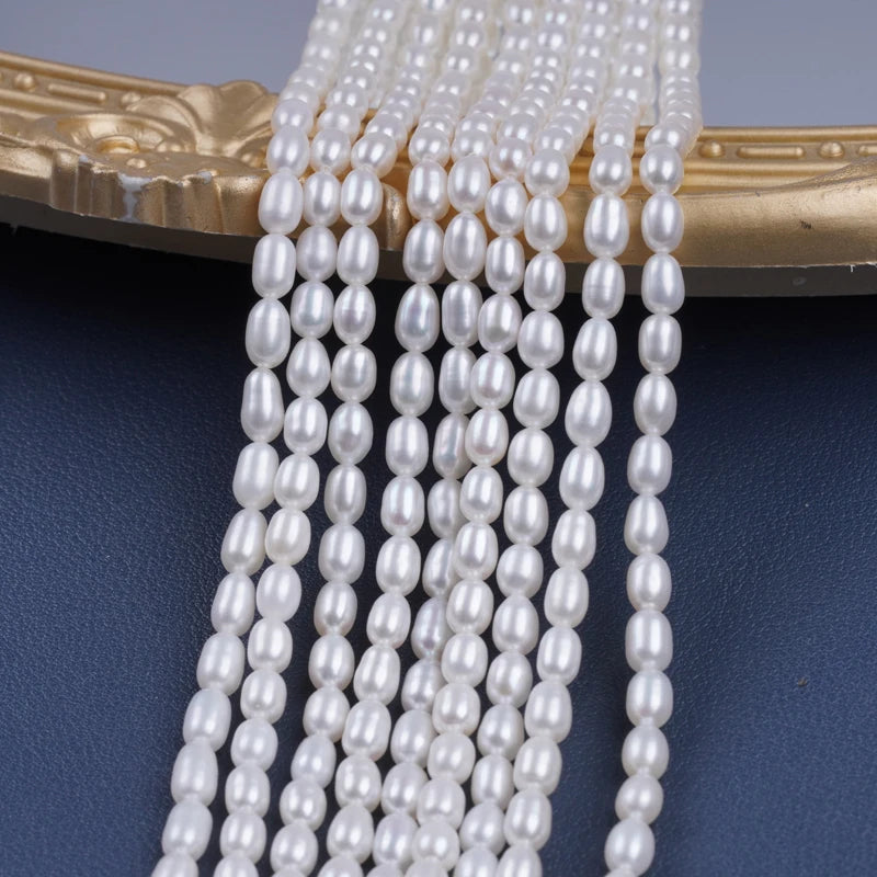 4-5mm Natural White Loose Pearl Beads Rice Freshwater Pearl String