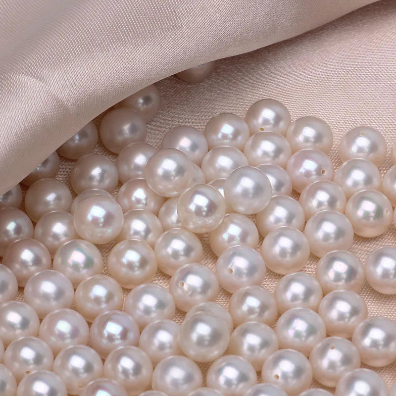 Wholesale China Cultured Pearl 5mm 6mm 7mm Round White Natural Half Hole Freshwater Pearl