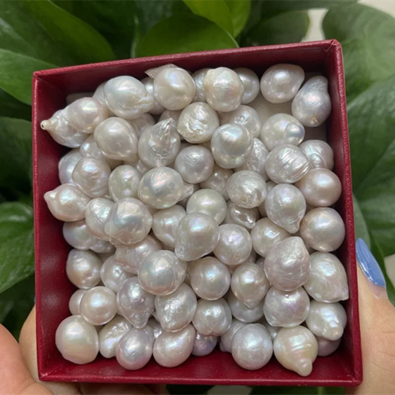 9-10mm Irregular Baroque Pearls No Hole White Color Natural Freshwater Pearls Nucleated Drop Baroque Pearls for Jewelry Making