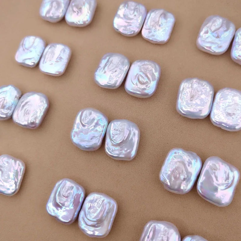 Wholesale Price Natural Fresh Water Pearls White Loose Baroque Irregular Rectangle Shape Without Hole Pearl