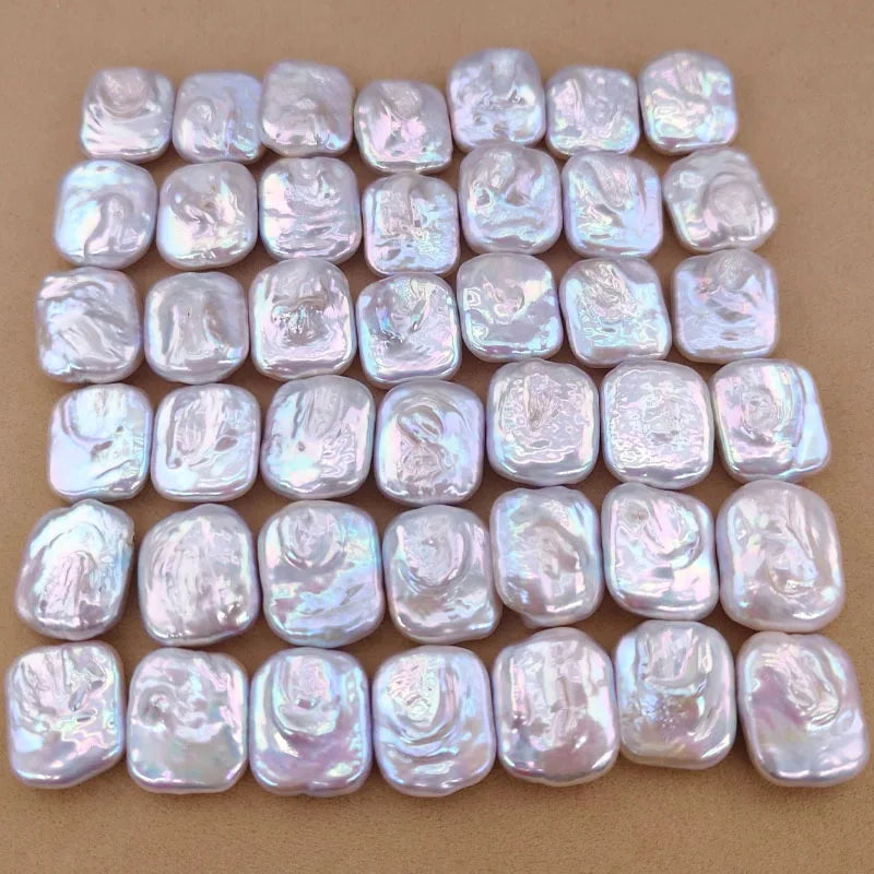 Wholesale Price Natural Freshwater Baroque Pearl 13*18MM Irregular Rectangular Loose Pearls in White for Jewelry Making