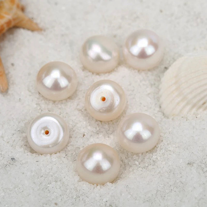 Wholesale China Cultured Button Shape Pearls 6mm 7mm 8mm Loose Half Hole Natural Freshwater Pearls