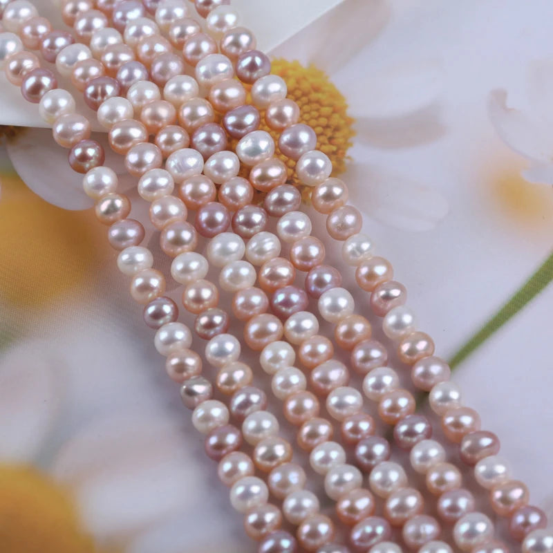 5-5.5mm High Quality Natural Cultured Freshwater Pearl Potato Shape Pearl Strands
