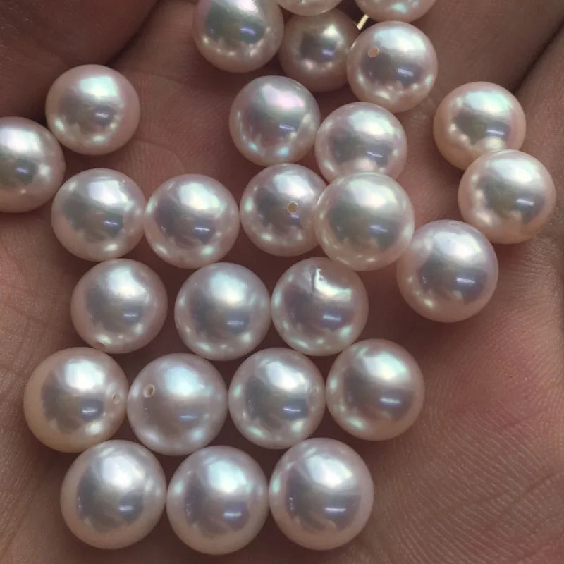 Zhuji 3A Freshwater Natural Freshwater Pearl Round Beads White Color for Earring Jewelry 7-11mm No Hole Pearls Low Price