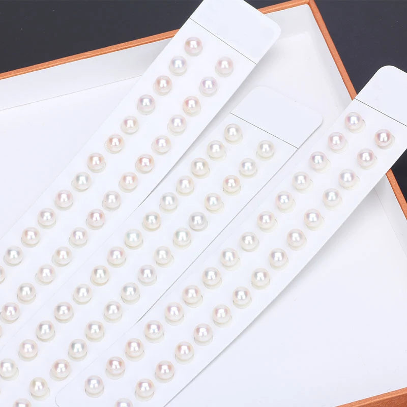 Half Hole Pearl Making Earring Loose Wholesale Cultured Natural Freshwater Pearls White 4.5-5mm Round Pearl Beads