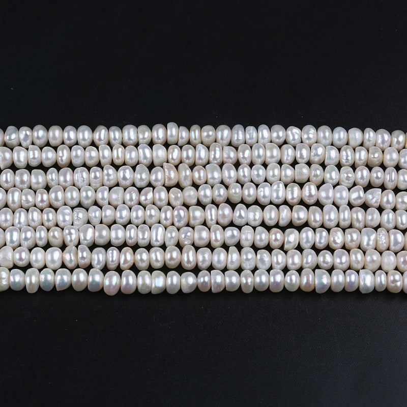 5-6mm B-AAA Wholesale Loose White Natural Fresh Water Bread Pearls Button Beads Strands