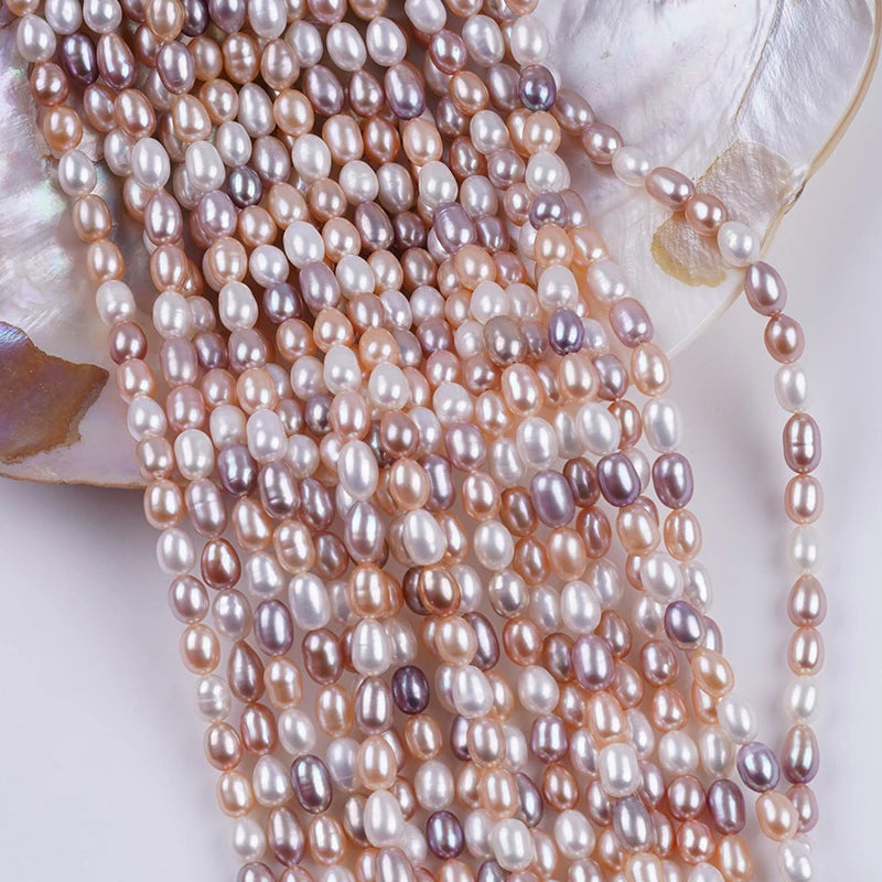 Natural Freshwater 5.5-6mm Natural Color Rice Beads Pearls for Jewelry Making