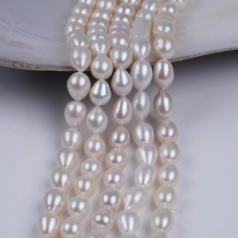 8-9mm High Quality Natural Drop Rice Shape Freshwater Pearl Beads for Jewelry Making